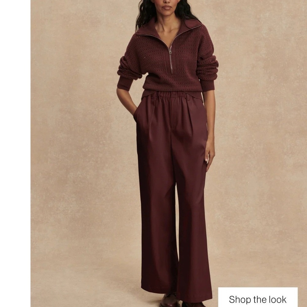 Varley‎ Isobel 29.5" Wide-Leg Pant Sassafras Burgundy Small NEW Career Travel